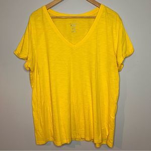#95 Love and Legend Yellow Boyfriend V-Neck Cuffed Sleeve T-Shirt